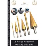 Denguva #MatkapUcu Titanyum Kaplı HSS Kademeli Metal Ahşap Delici Matkap Ucu Sac Delme 6 Parça Panç Seti