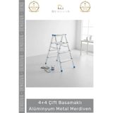 Denguva #Merdiven Dayanıklı Hafif Katlanabilir 92 cm Çift Yön 4+4 Çift Basamaklı Alüminyum Metal Merdiven