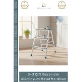 Denguva #Merdiven Profesyonel Sağlam Ergonomik Katlanır Tip 3+3 Çift Basamaklı Alüminyum Metal Merdiven