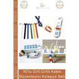 Denguva #organizer Naylon Siyah Çok Amaçlı Organizer Şık 10'lu Cırt Cırtlı Kablo Düzenleyici Kelepçe Seti - 15CM