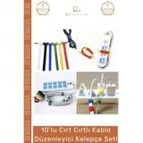 Denguva #Organizer Naylon Siyah Çok Amaçlı Organizer Şık 10'lu Cırt Cırtlı Kablo Düzenleyici Kelepçe Seti -