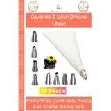 Denguva Premium Seri Paslanmaz Çelik Uçlu Pasta Kek Süsleme Torbası Krema Sıkma Seti 10 Parça - 2 Adet