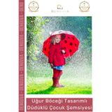 Denguva #Şemsiye Kırmızı Uğur Böceği 3D Kulaklı Dayanıklı Güvenli Su Geçirmez Tasarımlı Düdüklü Çocuk Şemsiy