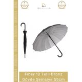 Denguva #Şemsiye Otomatik Rüzgar Geçirmez Sağlam Dayanıklı Lüks Fiber 12 Telli Bronz Gövde Şemsiye 55cm
