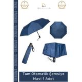 Denguva #Şemsiye Rüzgara Dayanıklı Fiber Karbon İskelet Su İtici Pongee Kumaş Tam Otomatik Şemsiye Mavi