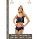Denguva Şifon Saten İkili Şortlu Atlet Takımı Lüks Kalite Rahat Kesim Büyüleyici Saten Babydoll