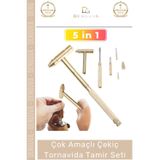 Denguva #TamirSeti 5 in 1 Çok Amaçlı Taşınabilir Ergonomik Kompakt Ev Araç Saat Çekiç Tornavida Tamir Seti