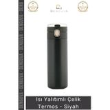 Denguva #Termos Çift Katmanlı Vakum İzolasyonlu Sızdırmaz Kapak Paslanmaz Matara Çelik Termos Siyah