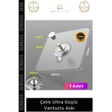 Denguva #VantuzluAskı Paslanmaz Şeffaf Yapışkanlı 1kg Taşıma Kapasiteli Su Geçirmez Çelik Ultra Güçlü Vantuz