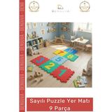 Denguva #yermatı Çocuk Oyun Eğitim Güvenli Eva Darbe Emici Canlı Renkler 9 Parça Sayılar Puzzle Yer Matı