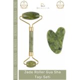 Denguva #YeşimTaşı Doğal Yeşim Taşı Yüz Sıkılaştırıcı Masaj Aleti Anti Aging Jade Roller Gua Sha Taşı Seti