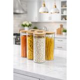Denia Home | Borelia | 6'lı Vakumlu Bambu Kapaklı jumbo Boy 1300ml Kavanoz Takımı