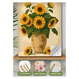 Denic Hobi Sayılarla Boyama Seti 40x50 Cm (Çıtalı) Fırça Boya Dahil Numaralı Tuval Ay Çiçeği Toprak Uzun Vazo