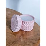 Denic Pembe Kapaklı Desenli Mum- Dekoratif Beton Mum - 1 Adet