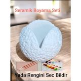 Denic Taş Boyama Seti - 1 Fırça - 3 Boya- Seramik Dekoratif Meteor Çukuru Çok Amaçlı Biblo - Obje - Çok Renkli - 10