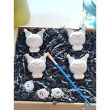 Denic Taş Boyama Seti-4 Adet - Kuromi- Boya+Fırça- Biblo- Çok Amaçlı Dekoratif Obje - 102-Beyaz - 5 cm - .
