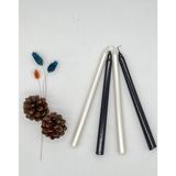 Denic Tasarım 4'lü Siyah ve inci Beyaz-Şamdan Mum-Konik Mum