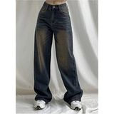 DENİKK Cemrems Trend Baggy Bol Kesim Jean Palazzo Pantolon Kadın Düz Desenli Orta Kalınlık - Kahverengi - 2XS