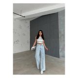 DENİKK Trend Hıgh Detaıl Baggy Yüksek Bel Salaş Kargo Cep Jean Denim Pantolon blue S