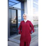 DENİKK TREND MODEST ÖZEL TASARIM PREMİUM DESIGN FERMUARLI ALT ÜST TUNİK PANTOLON TAKIM Bordo495 S/M