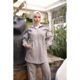 DENİKK TREND MODEST ÖZEL TASARIM PREMİUM DESIGN FERMUARLI ALT ÜST TUNİK PANTOLON TAKIM Gri S/M