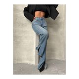DENİKK TREND ÖZEL TASARIM WİDE LEG DENİM RAHAT KALIP PAÇASI YIRTIK PÜSKÜLLÜ JEAN PANTOLON40226 Mavi1398-1 L