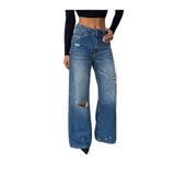 DENİKK TREND ÖZEL TASARİM WİDE LEG JEAN YIRTIK PALAZZO PANTOLON-CUSTOM DESIGN WIDE LEG JEAN RIPPED DETAIL MaviBARK1 S