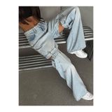 DENİKK TREND ÖZEL TASARİM WİDE LEG PALAZZO JEAN DENİM YIRTIK DETAY PANTOLON Mavit253 S