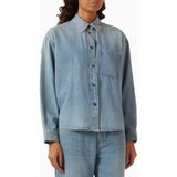 Denim, 8 Oz Pamuklu Kısa Model Kadın Gömlek - Açık Mavi - 2XS