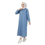 Denim Kapşonlu Kap- Denin Pardesü-Lacivert