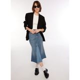 Denim Trip Flare Fit Denim Garnili Midi Orta İndigo Jean Etek - XS - Mavi