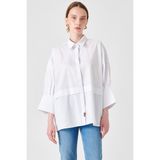 Denim Trip Oversize Fit Truvakar Kol Beyaz Kadın Gömlek - L - XL