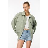 Denim Trip Oversize Fit Worker Stil Yeşil - Adaçayı Kadın Jean Ceket