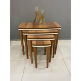 deniss home 4 Lü Lüx Mdf Ahşap Zigon Sehpa Ceviz
