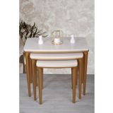 deniss home Napali 3'lü Lüx Ahşap Mdf Zigon Sehpa Bej Gold