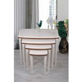 deniss home Napali 4 Lü Lüx Mdf Ahşap Zigon Sehpa Kırık Beyaz Kahverengi