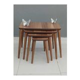 deniss home Venedik Seris 4'lü Ahşap Mdf Zigon Sehpa Oval Kahverengi