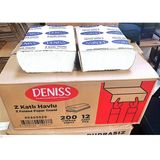 Deniss Z Katlama Kağıt Havlu 200 Lü 3 Paket Dispenser Peçete 600 Adet - Beyaz
