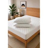 Denito %100 Pamuk Kapitone Fitted Su Sıvı Geçirmez Yatak Koruyucu Alez + 2 Adet Yastık Koruyucu Set 160 X 200