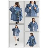 deniva Kadın Oversize Wide Leg Denim Ceket – Uzun Kollu, Lastikli , Çift Cepli, Rahat ve Şık Tasarım
