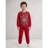 Deniva Kids Erkek Çocuk Kırmızı Örümcek Ağı Baskılı Pamuklu Alt Üst Eşofman Takımı - 3 Yaş