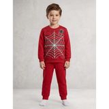 Deniva Kids Erkek Çocuk Kırmızı Örümcek Ağı Baskılı Pamuklu Alt Üst Eşofman Takımı - 7 Yaş
