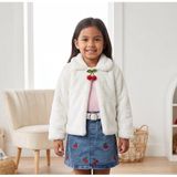 Deniva Kids Kız Çocuk Kiraz Nakışlı Kot Etekli Peluş Hırka ve Fitilli Sweatshirt 3'lü Takım - 2 Yaş - Beyaz