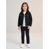 Deniva Unisex Çocuk Siyah Denim Ceket Lazer Kesim Cepli Pamuklu Jean Ceket - 4 Yaş