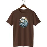 Deniz Balığı Baskılı Unisex Tişört Fishing Outdoor Denizcilik Temalı Bisiklet Yaka T-Shirt - Siyah