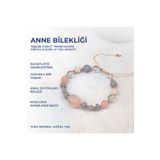 Deniz Doğal Taş Doğal Taşlı Anne Bilekliği Anjelit, Pembe Kuvars, Kristal Kuvars, Ay Taşı