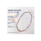 Deniz Doğal Taş Doğal Taşlı Anne Kolyesi Anjelit, Ay Taşı, Pembe Kuvars, Kristal Kuvars, Anneler Günü Hediyesi