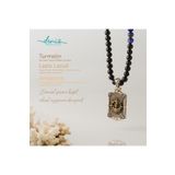 Deniz Doğal Taş Dümen Kolye Lapis Lazuli - Turmalin - Amazonit Gümüş Tasarım Makrome Kolye