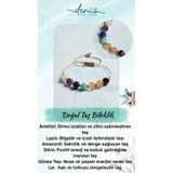 Deniz Doğal Taş Sertifikalı Çakra Doğal Taşlardan Bileklik – Ametist, Lapis, Amazonit, Sitrin, Güneş Taşı ve Lal