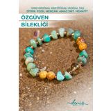 Deniz Doğal Taş Sertifikalı Doğal Taşlı Özgüven Bilekliği, Sitrin, Amazonit, Fosil Mercan